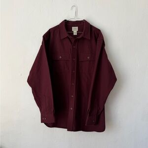 LL Bean Traditional Fit Maroon Chamois Cloth Two Pocket Work Shirt Men’s XL